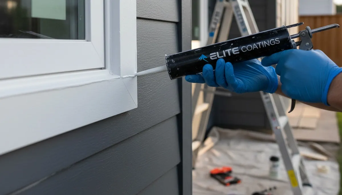 Professional caulking and sealing on Miami FL home exterior for weather and moisture protection