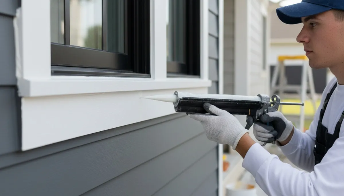 Professional caulking and sealing on Miami, FL home exterior for weatherproof protection