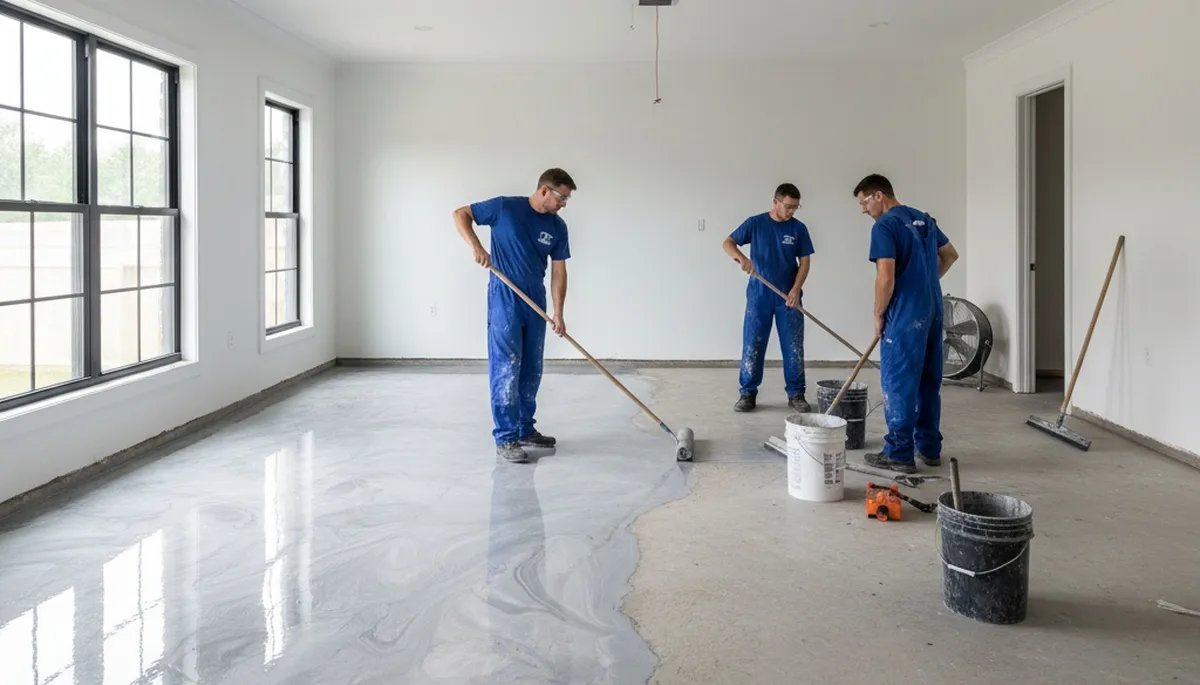 Professional epoxy floor coating in Miami FL garage by local house painters