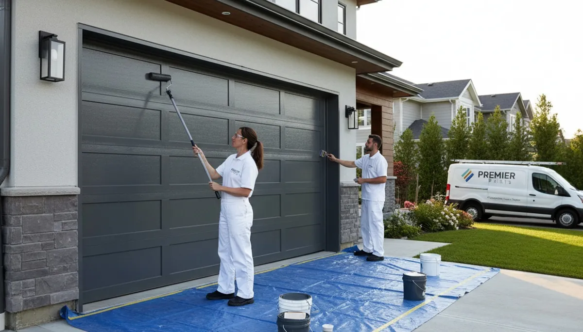 Professional garage door painting in Miami FL with UV-resistant finish by local house painters