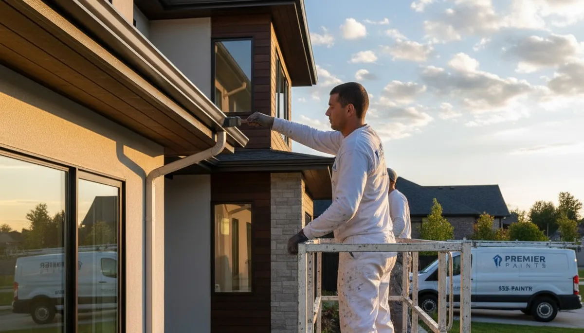 Professional gutter painting on a Miami FL home exterior by experienced house painters