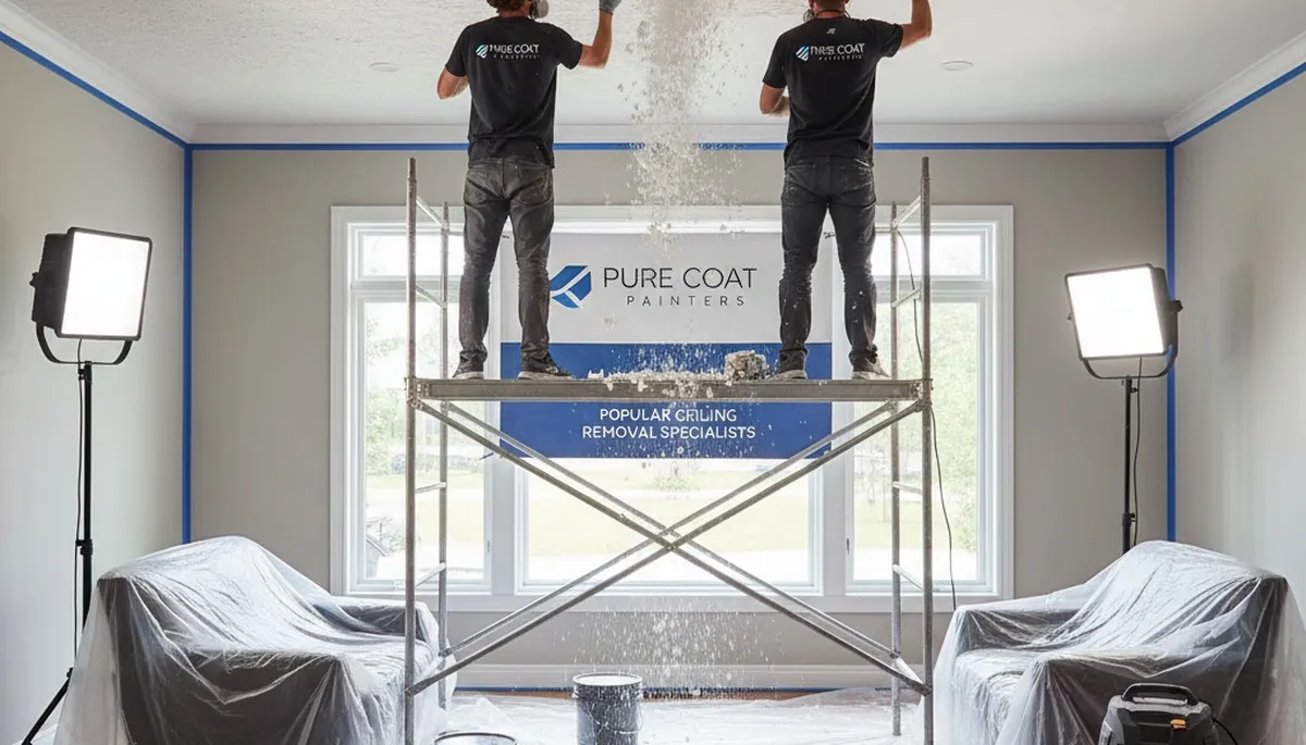 Professional popcorn ceiling removal and smoothing by expert painters in Miami, FL home interior