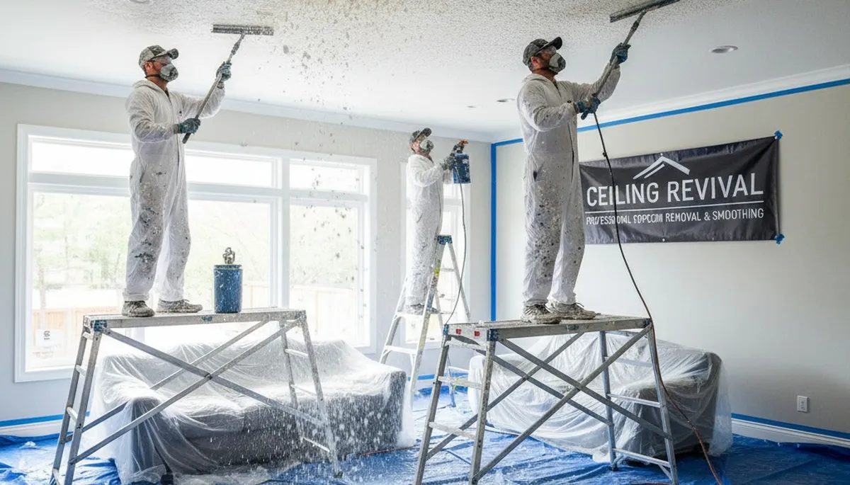 Professional popcorn ceiling removal and smoothing in Miami, FL home interior