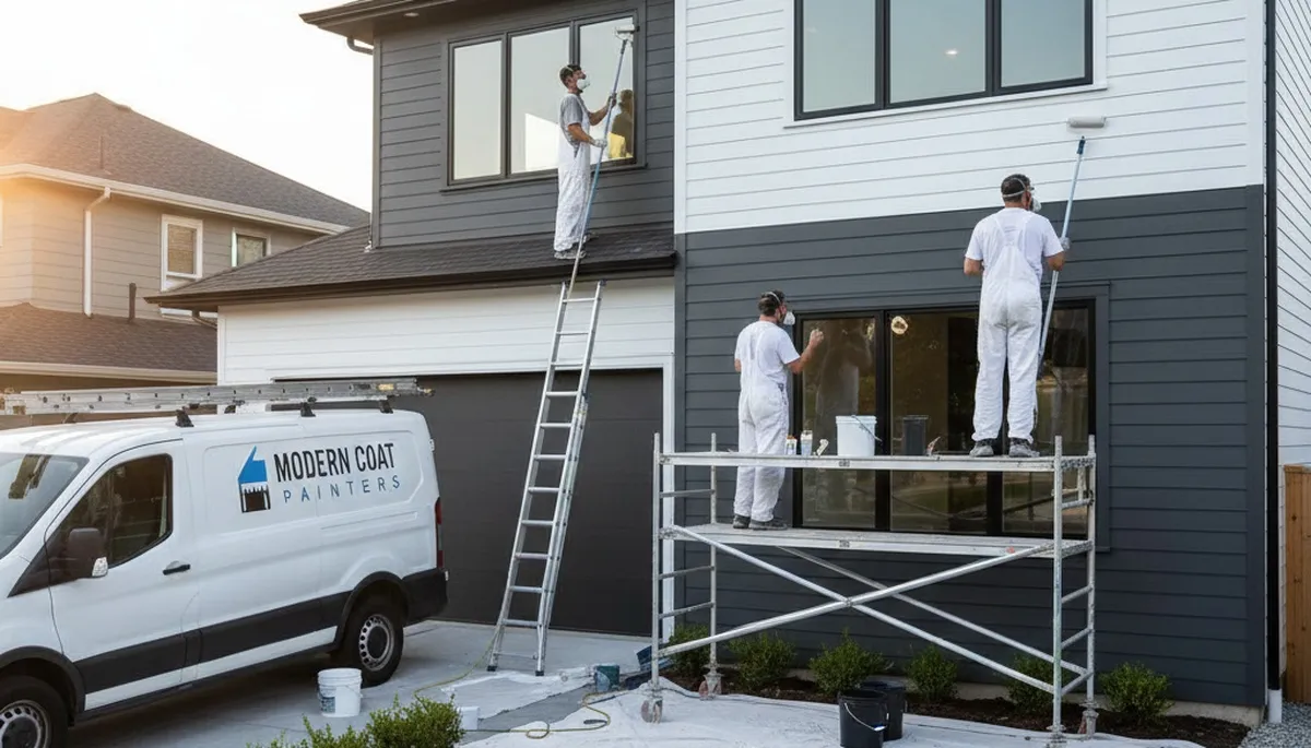 Professional siding painting on a Miami FL home exterior by expert house painters