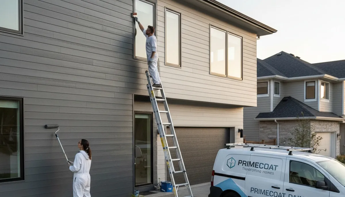 Professional siding painting on Miami FL home exterior by expert house painters
