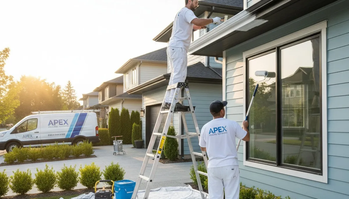 Professional painter coating home trim and fascia in Miami, FL for long-lasting exterior protection